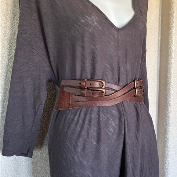 LINEA PELLE Belt Elegant Brown Leather with 4 buckles. Med. (adj.) - Picture 4 of 14